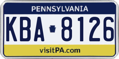 PA license plate KBA8126