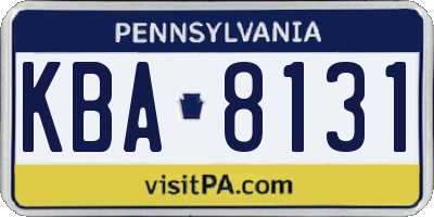 PA license plate KBA8131