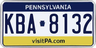 PA license plate KBA8132