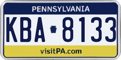 PA license plate KBA8133