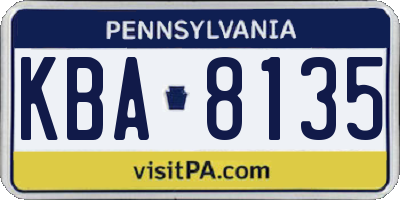 PA license plate KBA8135