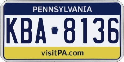 PA license plate KBA8136