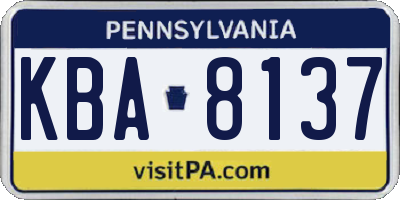PA license plate KBA8137