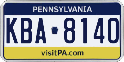 PA license plate KBA8140