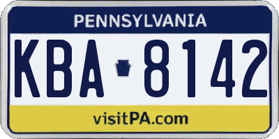 PA license plate KBA8142