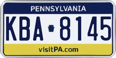 PA license plate KBA8145