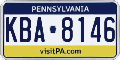 PA license plate KBA8146