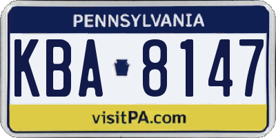 PA license plate KBA8147