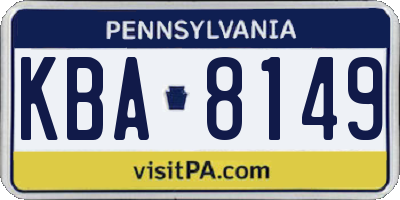 PA license plate KBA8149