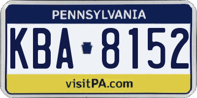 PA license plate KBA8152