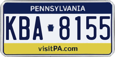 PA license plate KBA8155