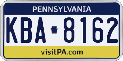PA license plate KBA8162