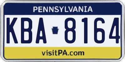 PA license plate KBA8164