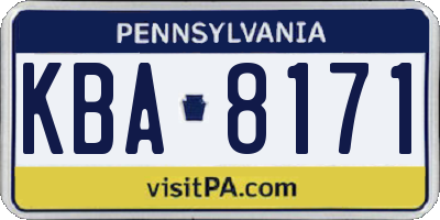 PA license plate KBA8171