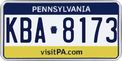 PA license plate KBA8173