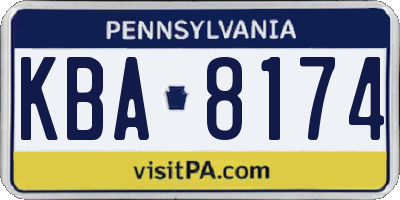 PA license plate KBA8174