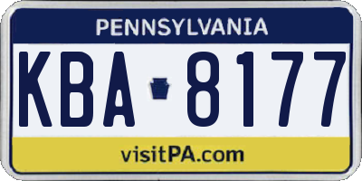PA license plate KBA8177