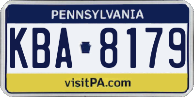 PA license plate KBA8179