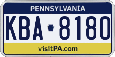 PA license plate KBA8180