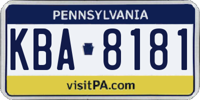 PA license plate KBA8181