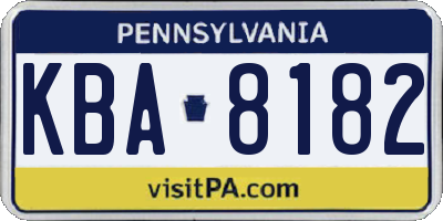 PA license plate KBA8182