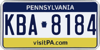 PA license plate KBA8184