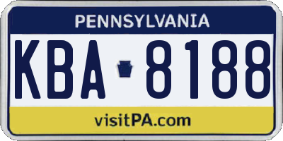 PA license plate KBA8188