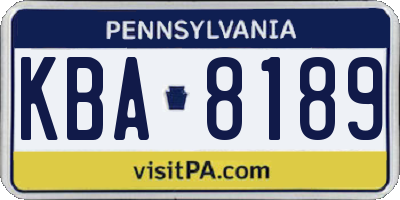 PA license plate KBA8189