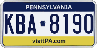 PA license plate KBA8190