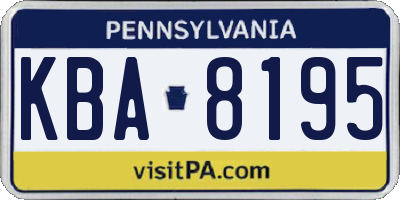 PA license plate KBA8195