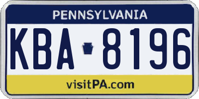 PA license plate KBA8196