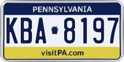 PA license plate KBA8197