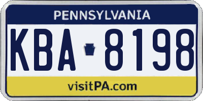PA license plate KBA8198
