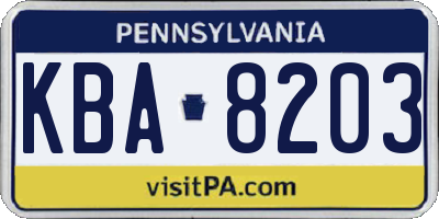 PA license plate KBA8203
