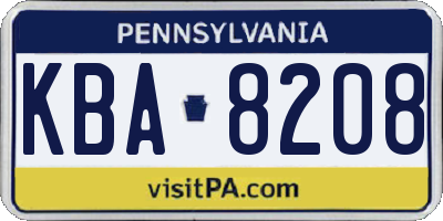 PA license plate KBA8208