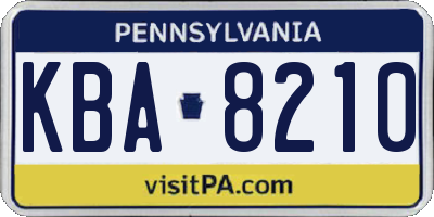 PA license plate KBA8210