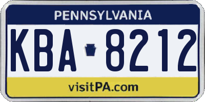 PA license plate KBA8212