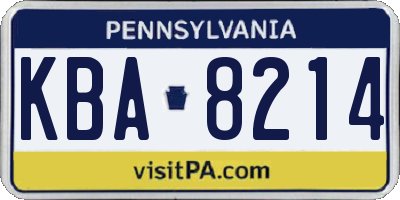 PA license plate KBA8214