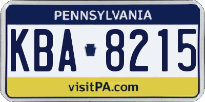 PA license plate KBA8215