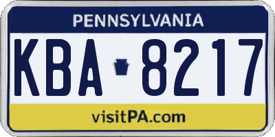 PA license plate KBA8217