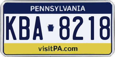 PA license plate KBA8218