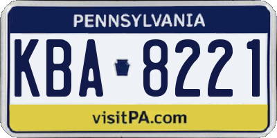 PA license plate KBA8221