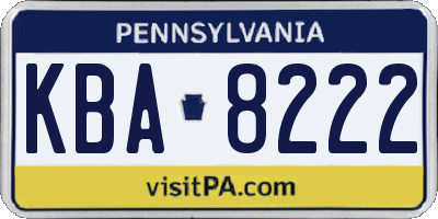 PA license plate KBA8222
