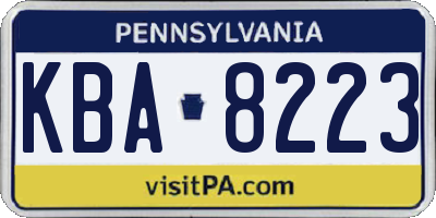 PA license plate KBA8223