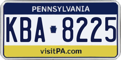 PA license plate KBA8225