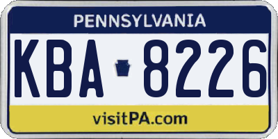 PA license plate KBA8226