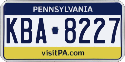 PA license plate KBA8227