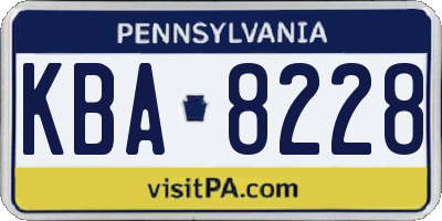 PA license plate KBA8228
