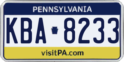 PA license plate KBA8233