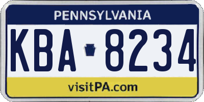 PA license plate KBA8234